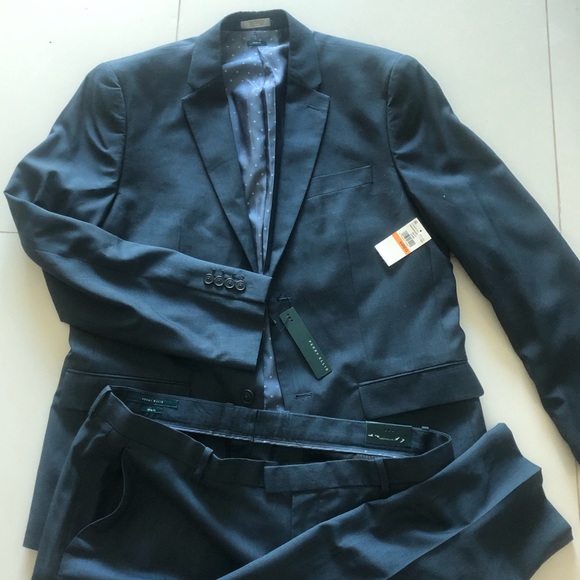 Perry Ellis Navy Blue Slim Fit Suit - Picture 2 of 6